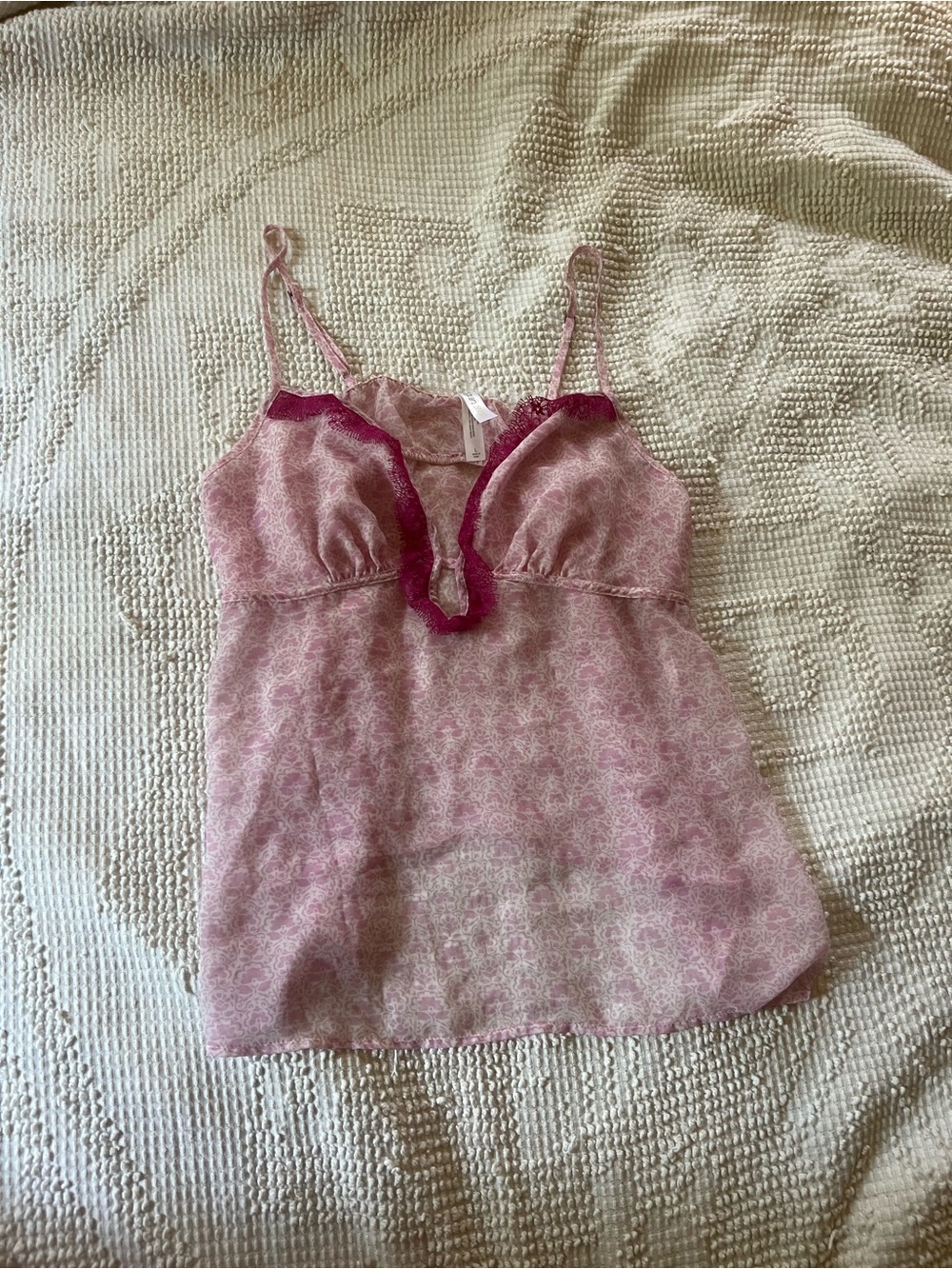 Auden Pink Floral Lace-Trim Camisole